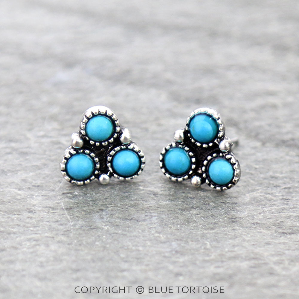 Western Triangle Stone Stud Earrings