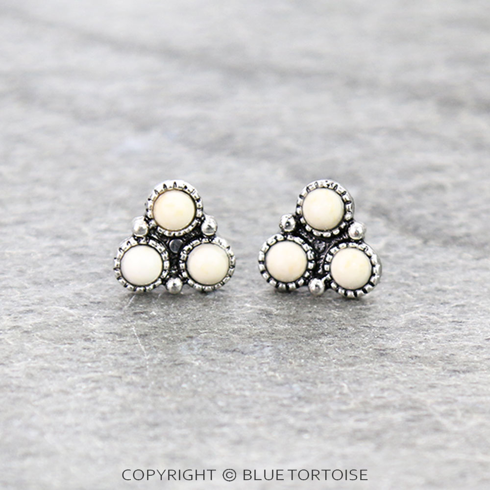 Western Triangle Stone Stud Earrings
