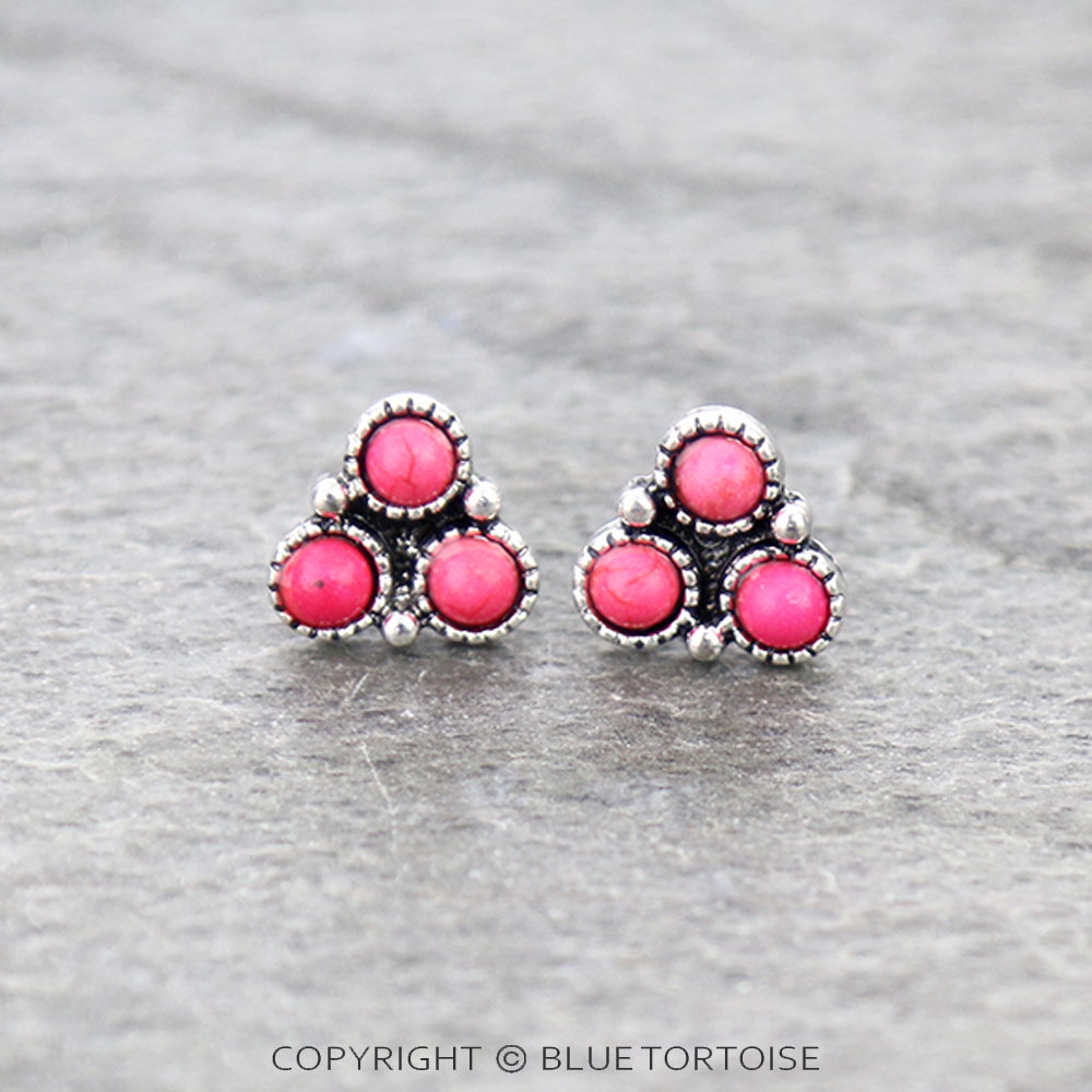 Western Triangle Stone Stud Earrings