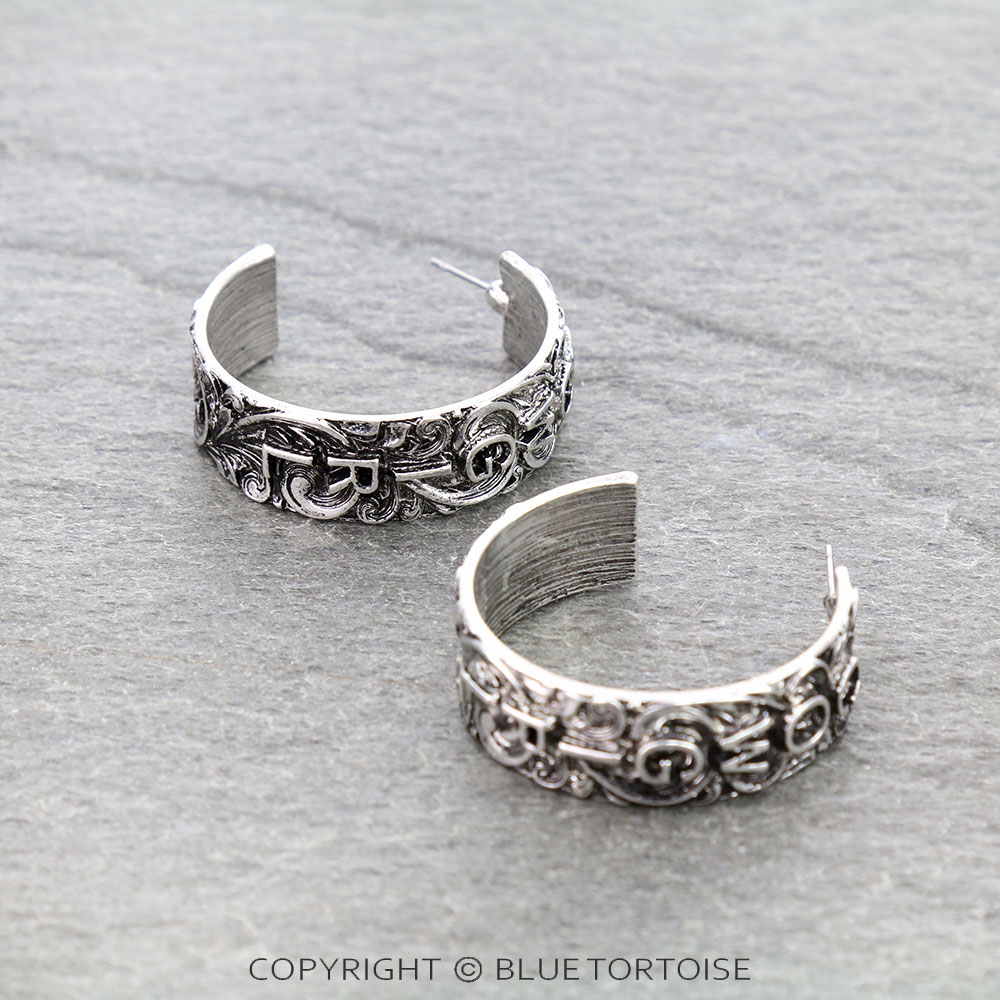 Western Cowgirl Filigree Hoop Earrings
