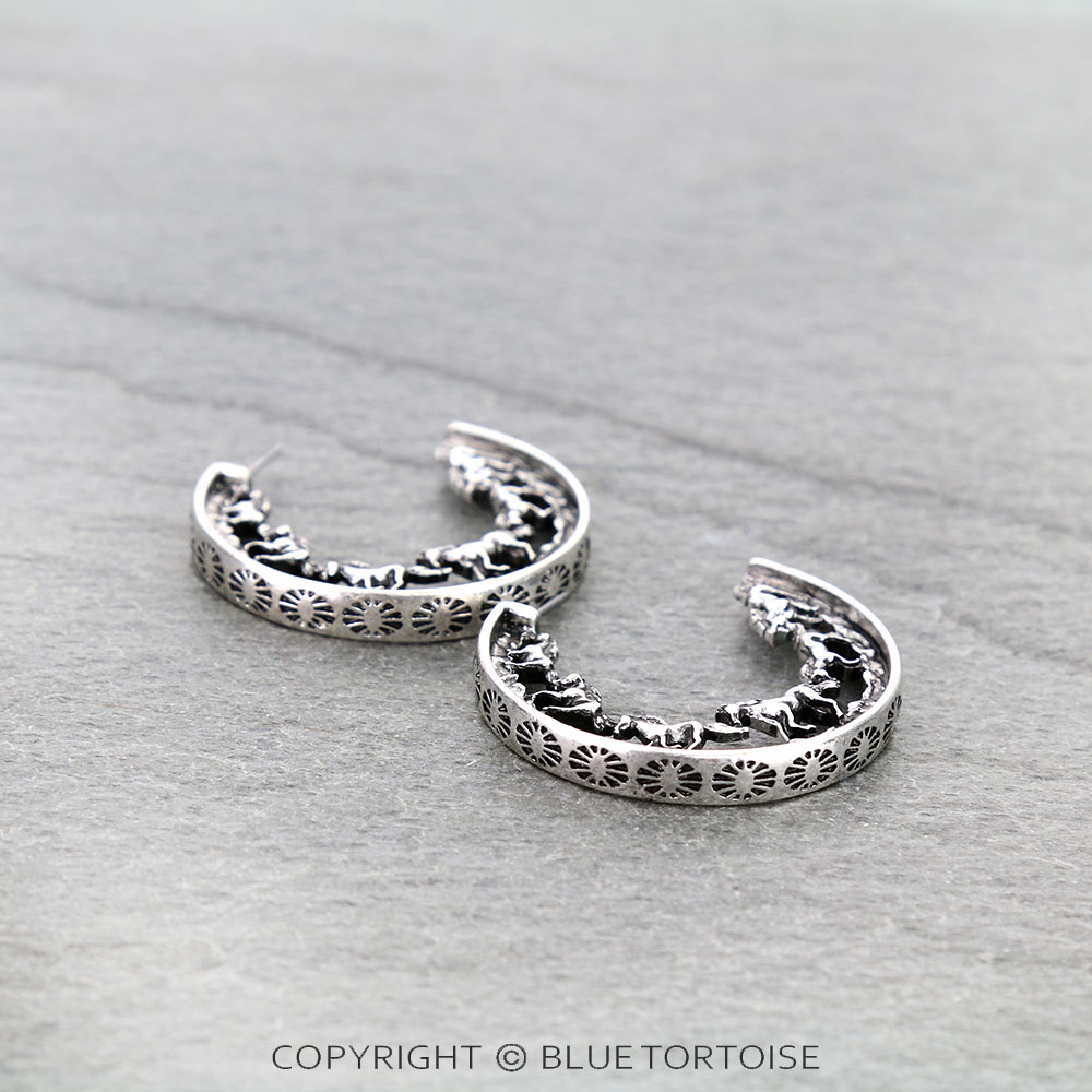 Western Horse Hoop Earrings - Image 3