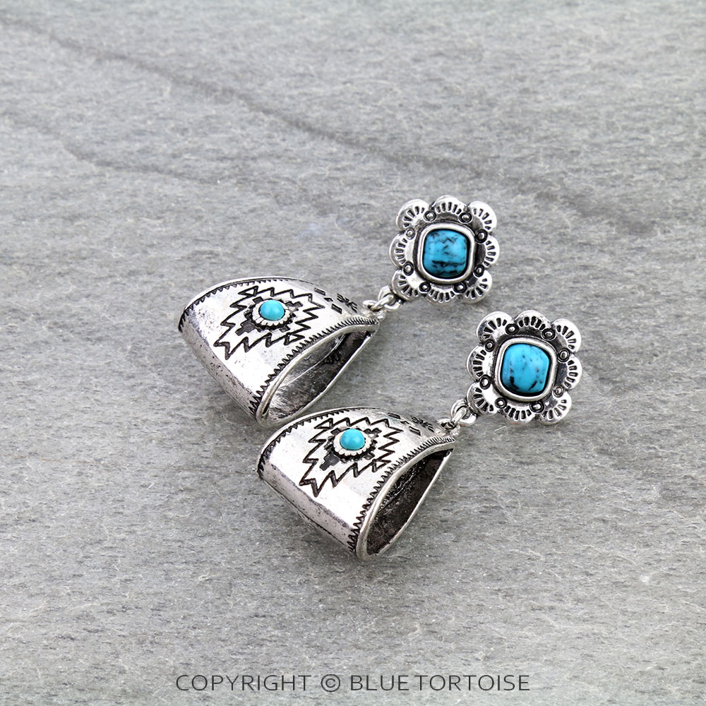 Western Aztec Pattern Stone Stud Earrings