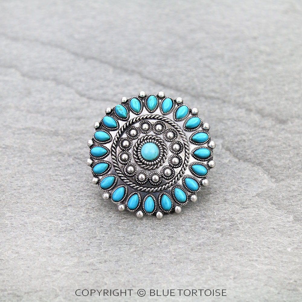 Western Round Concho Stone Dress Clip
