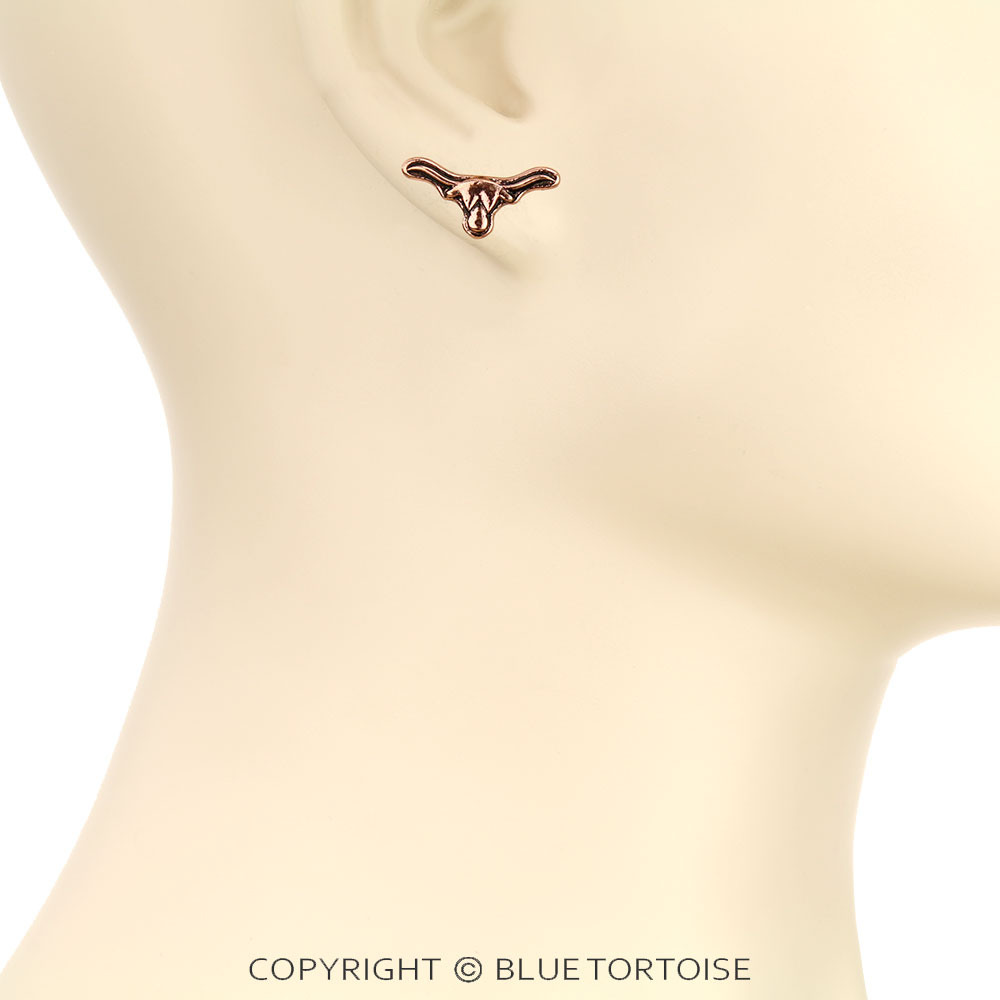 Western Steer Head Stud Earrings - Image 2