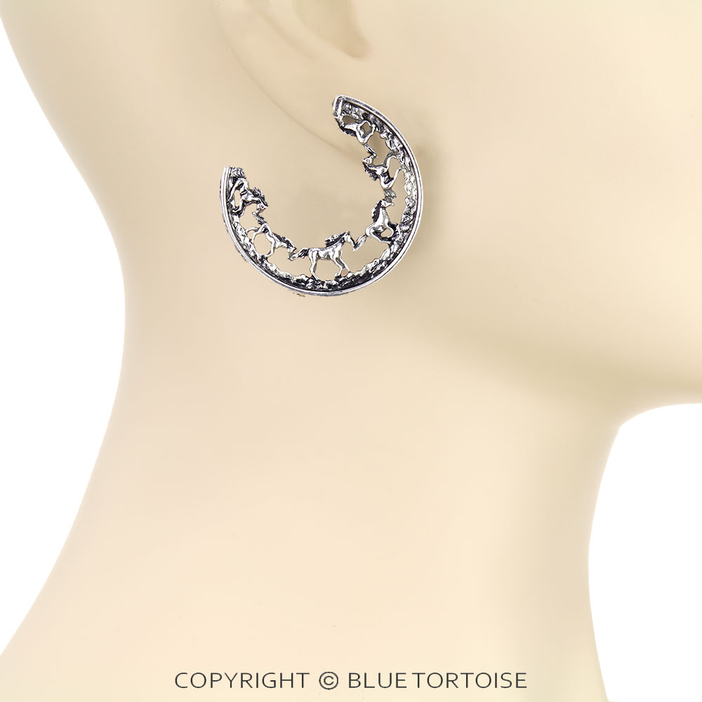 Western Horse Hoop Earrings - Image 2