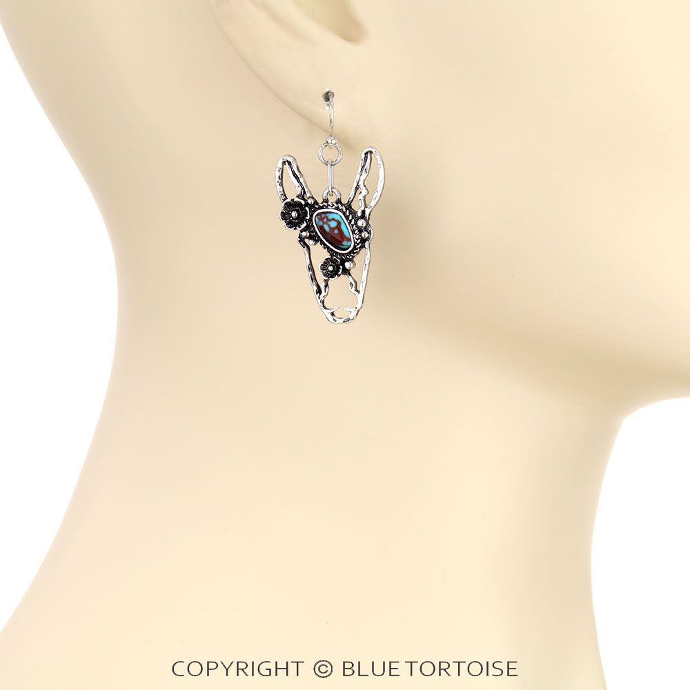 Western Flower Donkey Dangle Earrings - Image 2