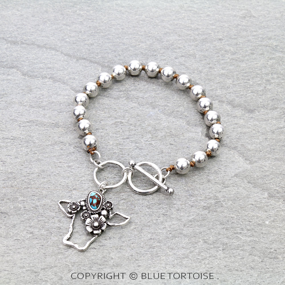 Western Flower Cow Toggle Bracelet
