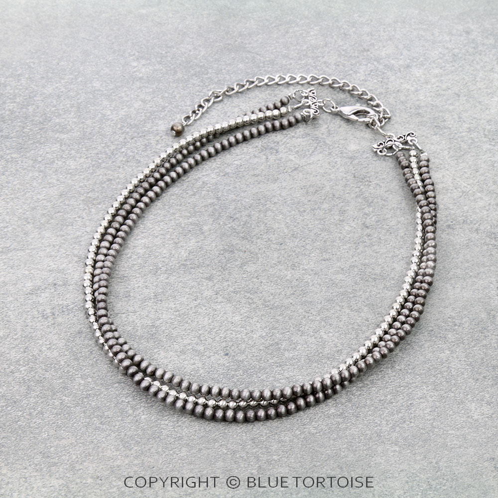 15" Long, Multi-strand Tiny 4mm Navajo Style Pearl Necklace