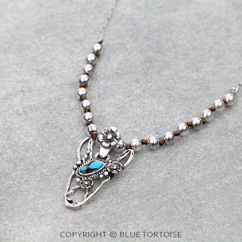 Western Flower Donkey Pendant Necklace - Image 3