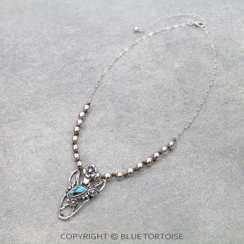 Western Flower Donkey Pendant Necklace
