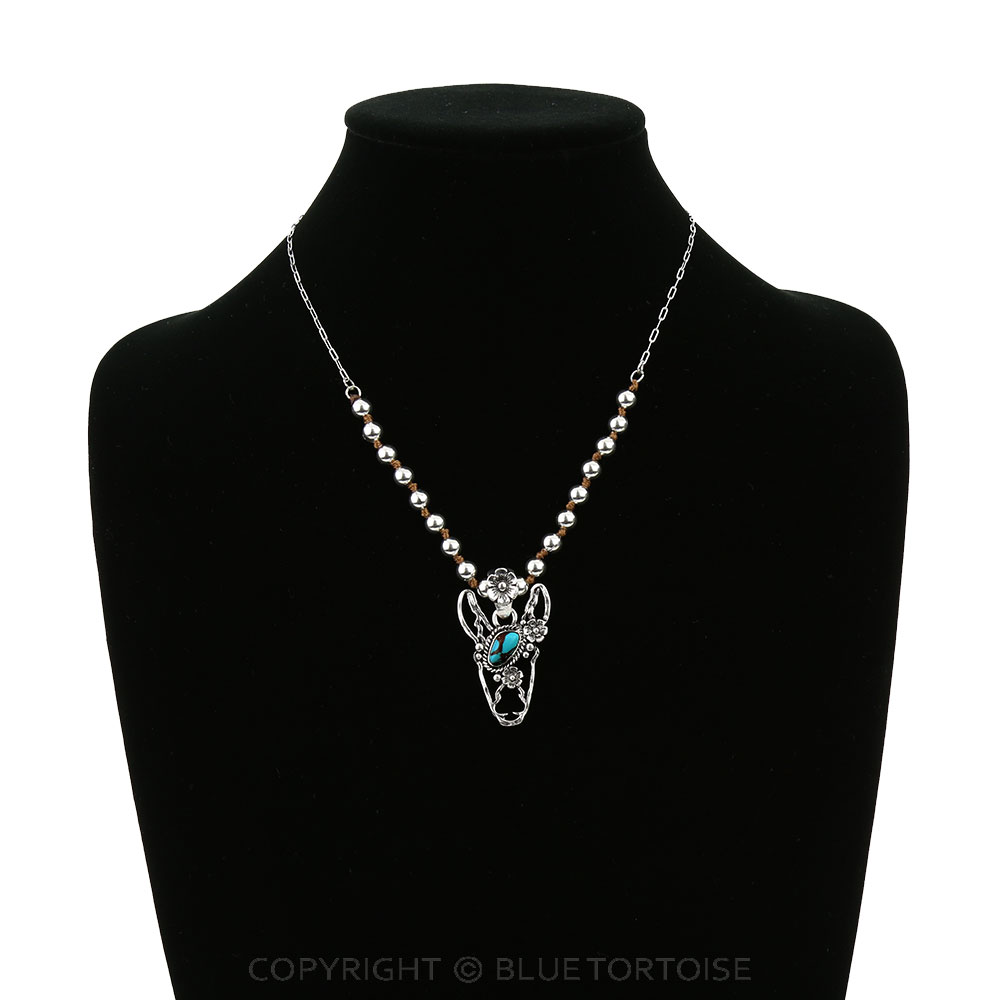 Western Flower Donkey Pendant Necklace - Image 2