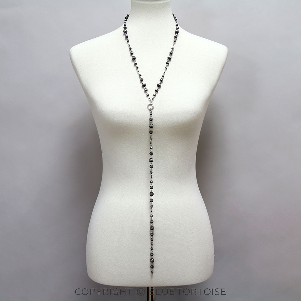 24" Long, Navajo Style Pearl Y Necklace - Image 2