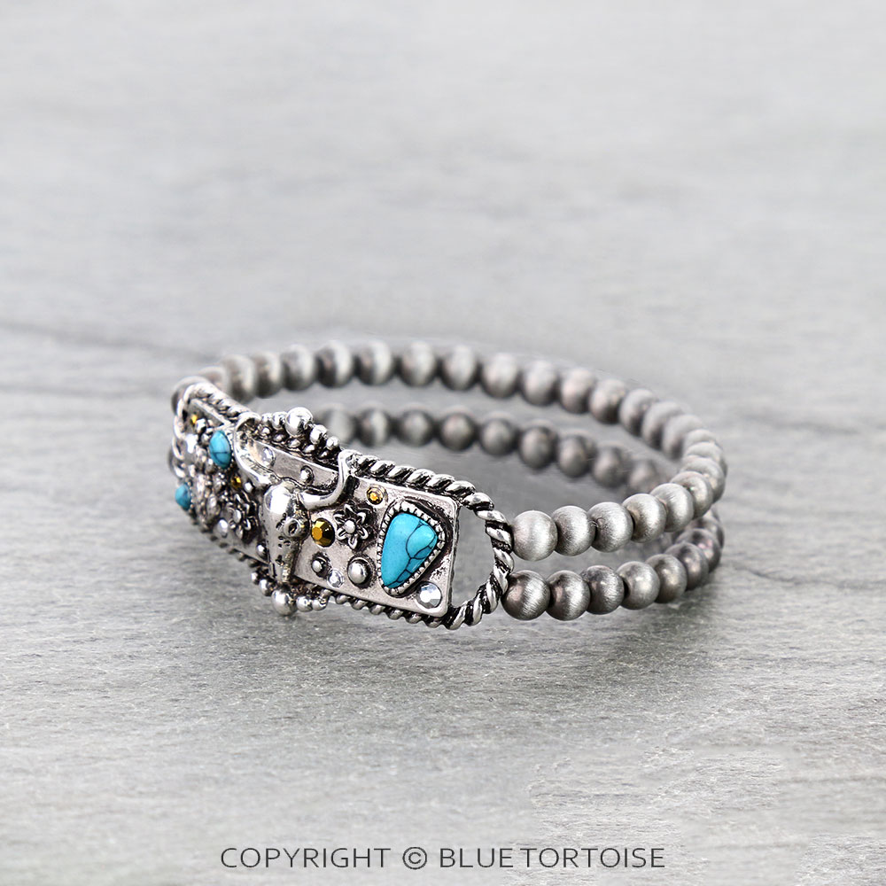 Western Steer Skull Stretch Bracelet - Image 2