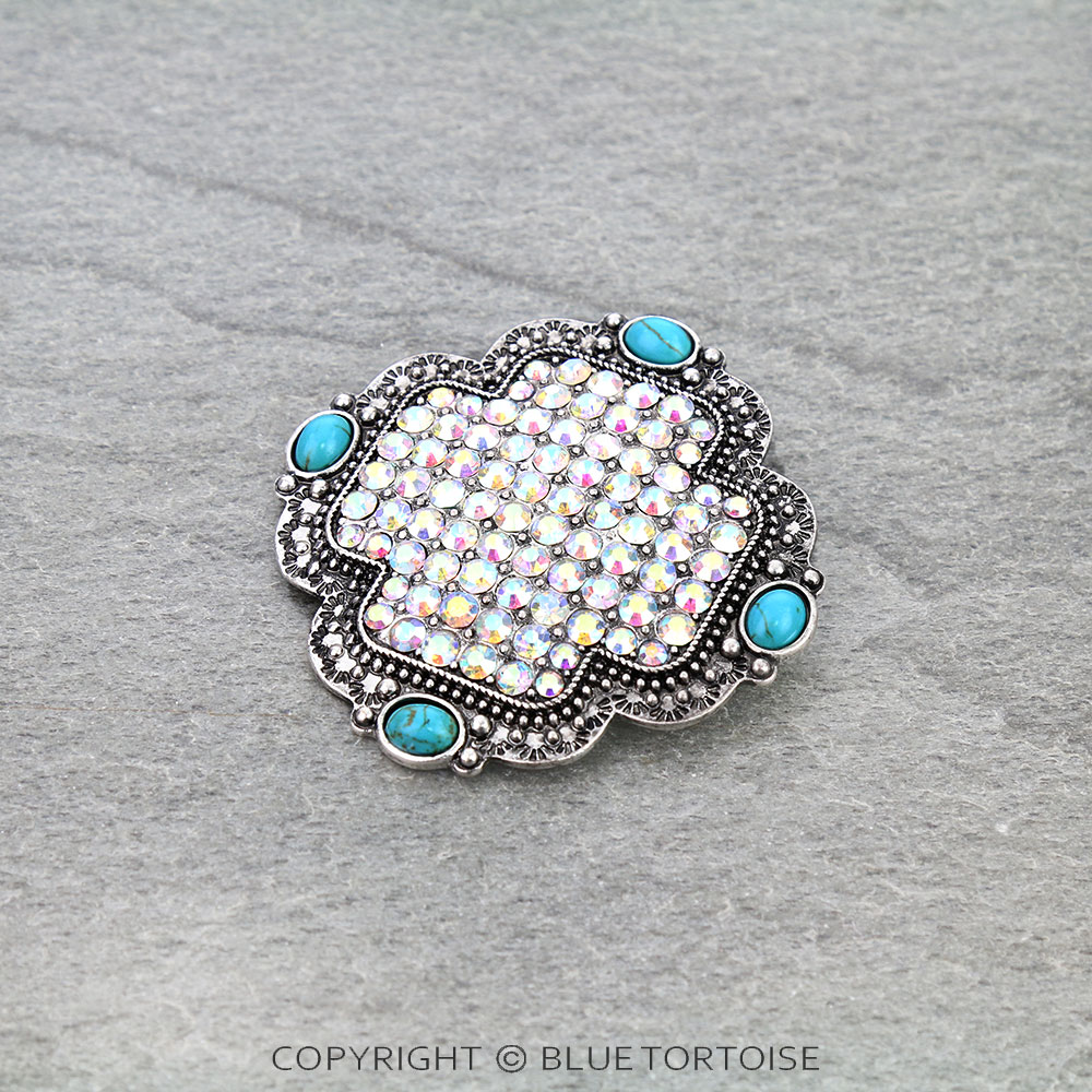 Western Cross Stone Brooch Pin