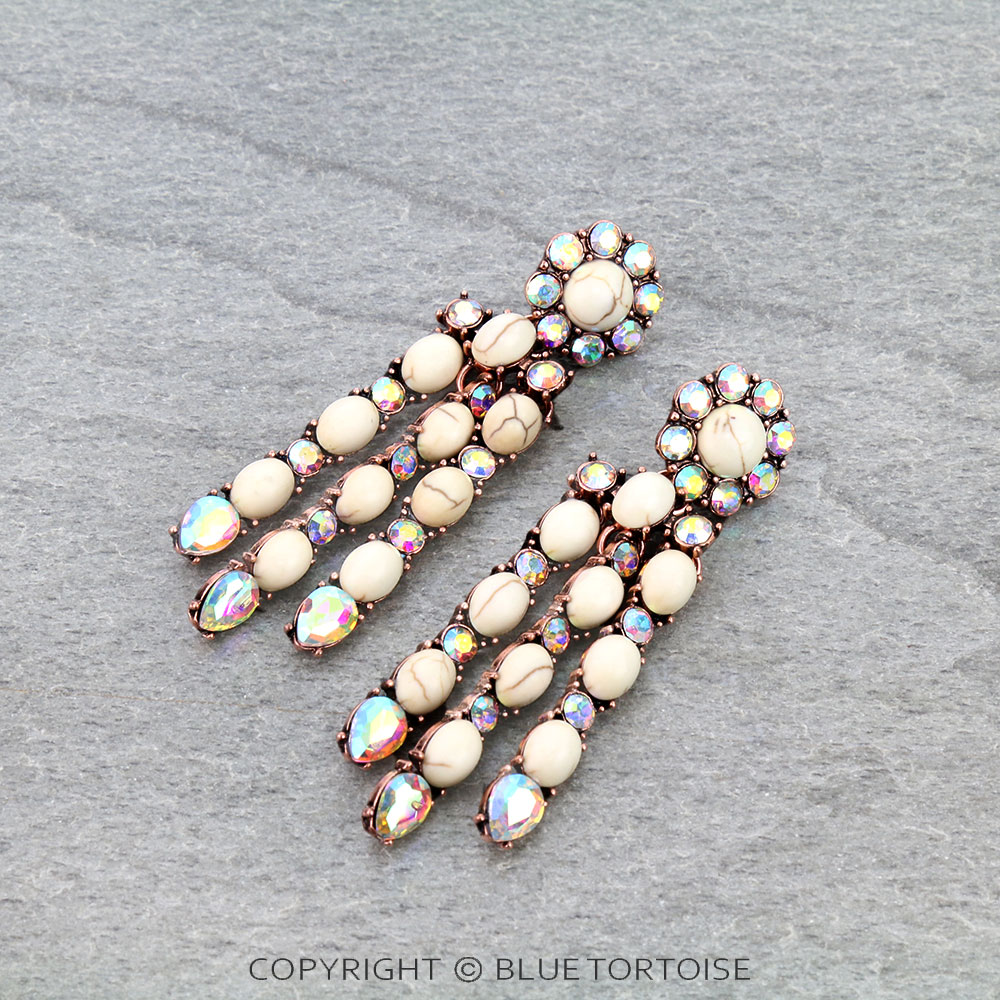 Western Style Stone Drop Stud Earrings