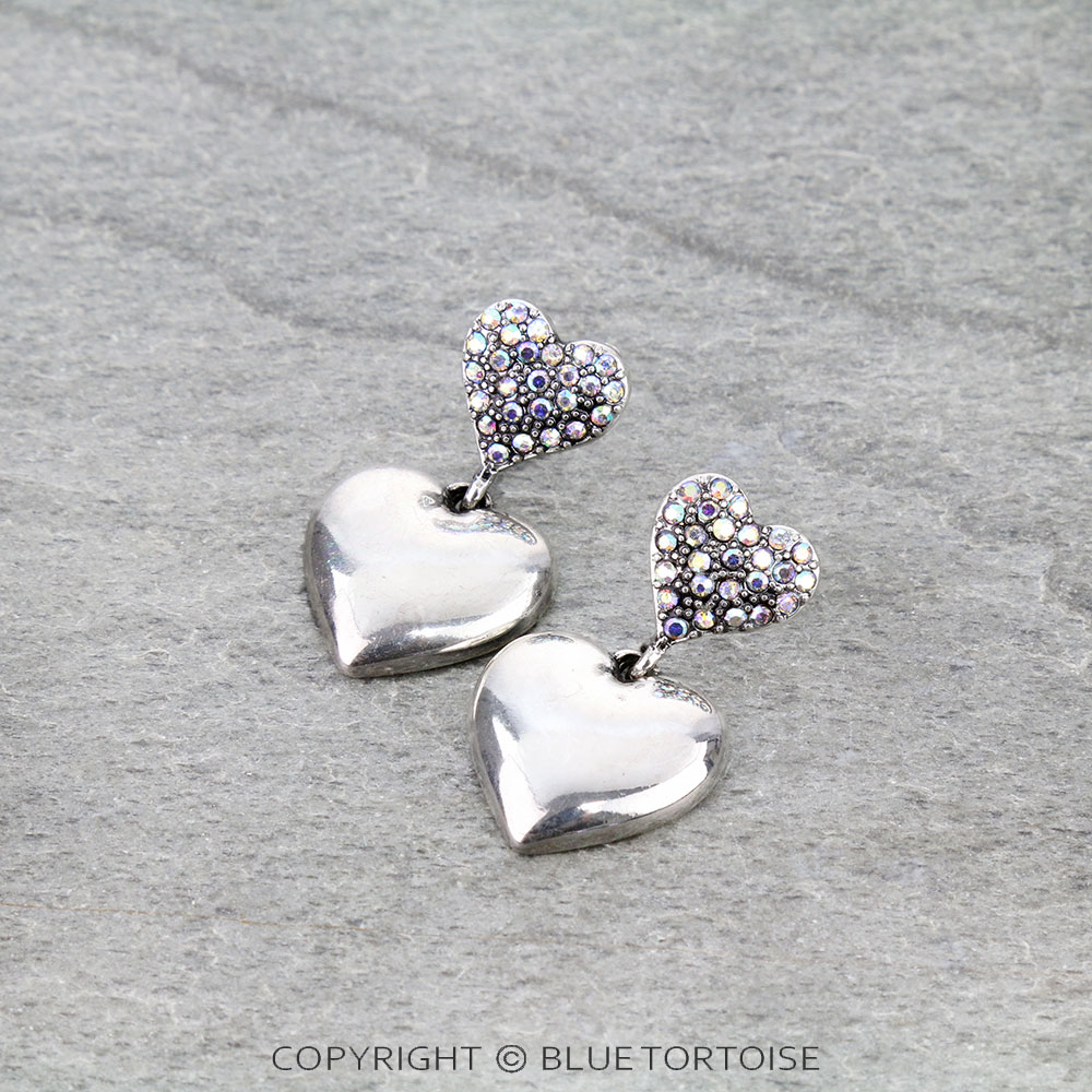 Heart Stone Stud Earrings