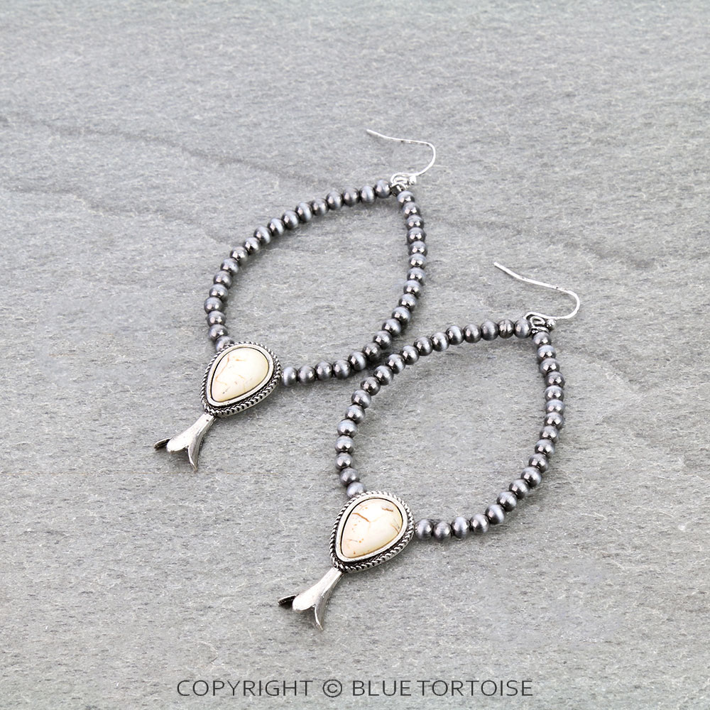 Western Single Squash Blossom Dangle Earrings
