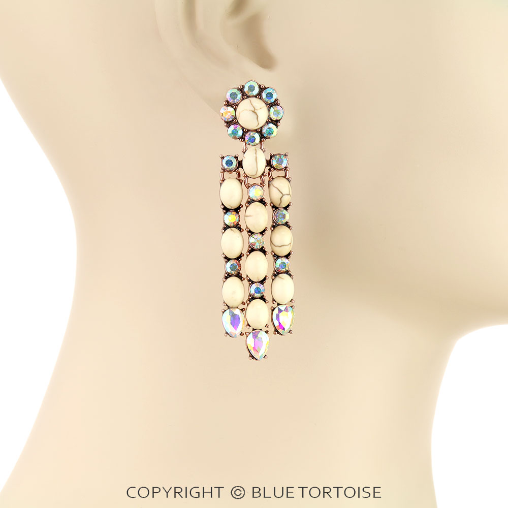 Western Style Stone Drop Stud Earrings - Image 2