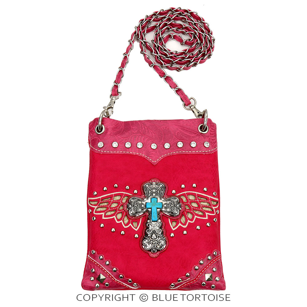 Western Cross with Stone Leather Crossbody Bag