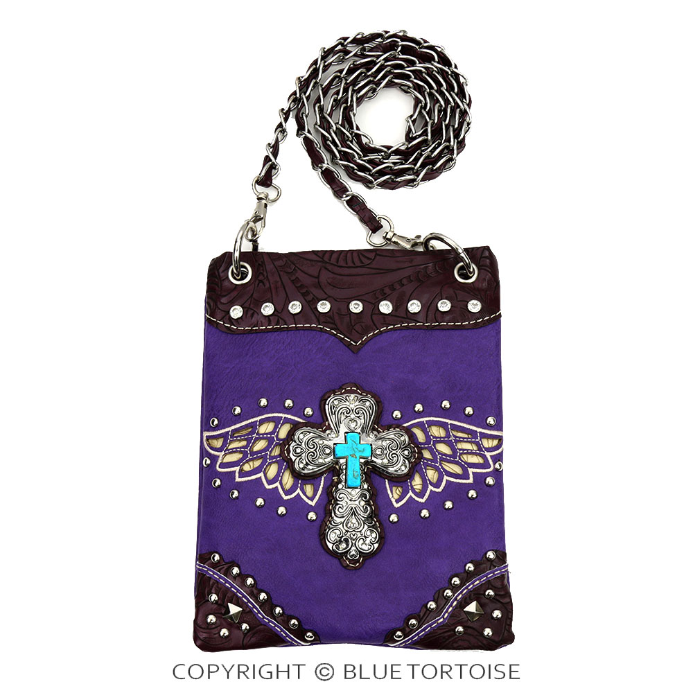 Western Cross with Stone Leather Crossbody Bag