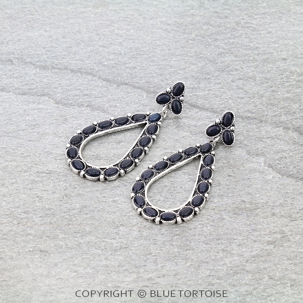 Western Teardrop Stone Stud Earrings