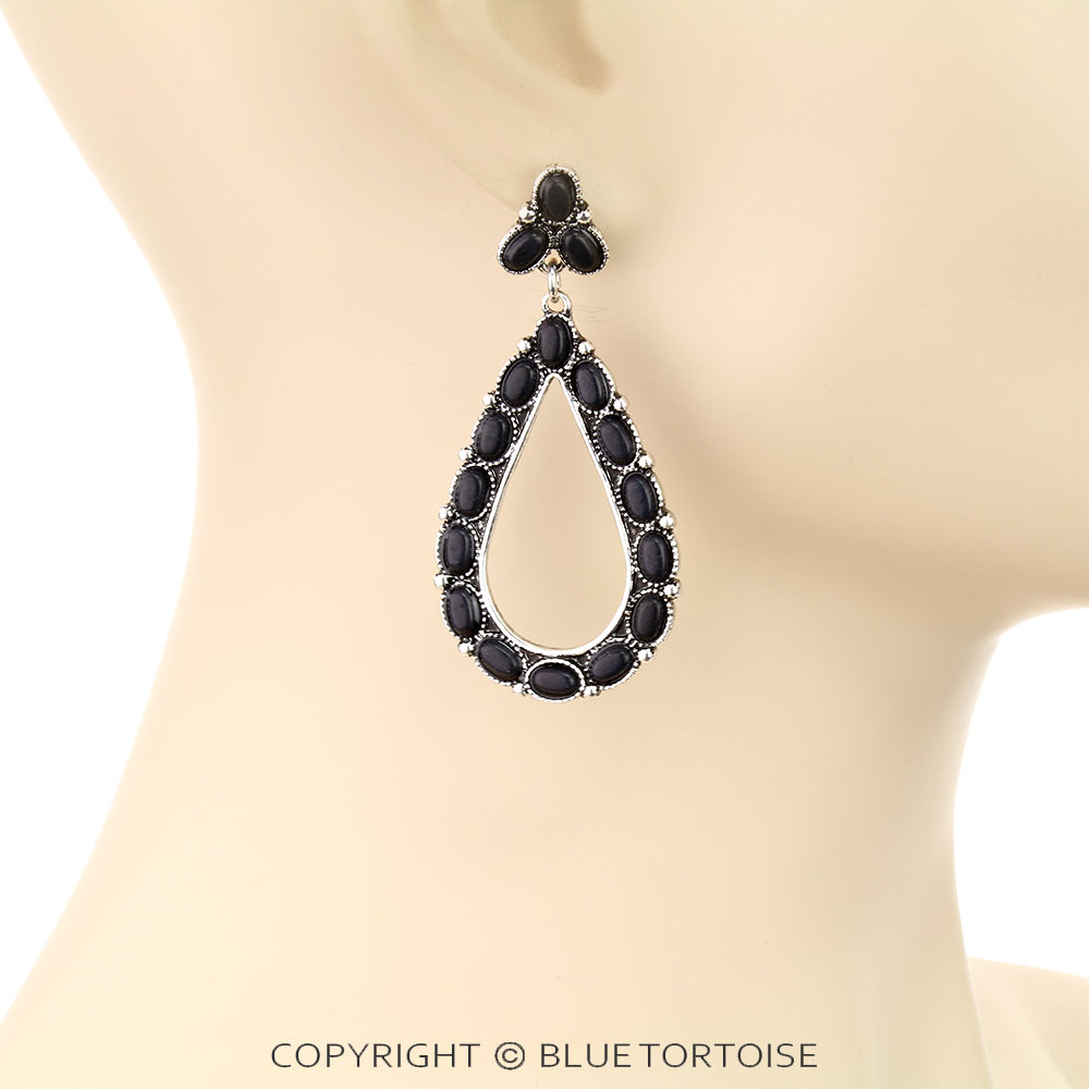 Western Teardrop Stone Stud Earrings - Image 2