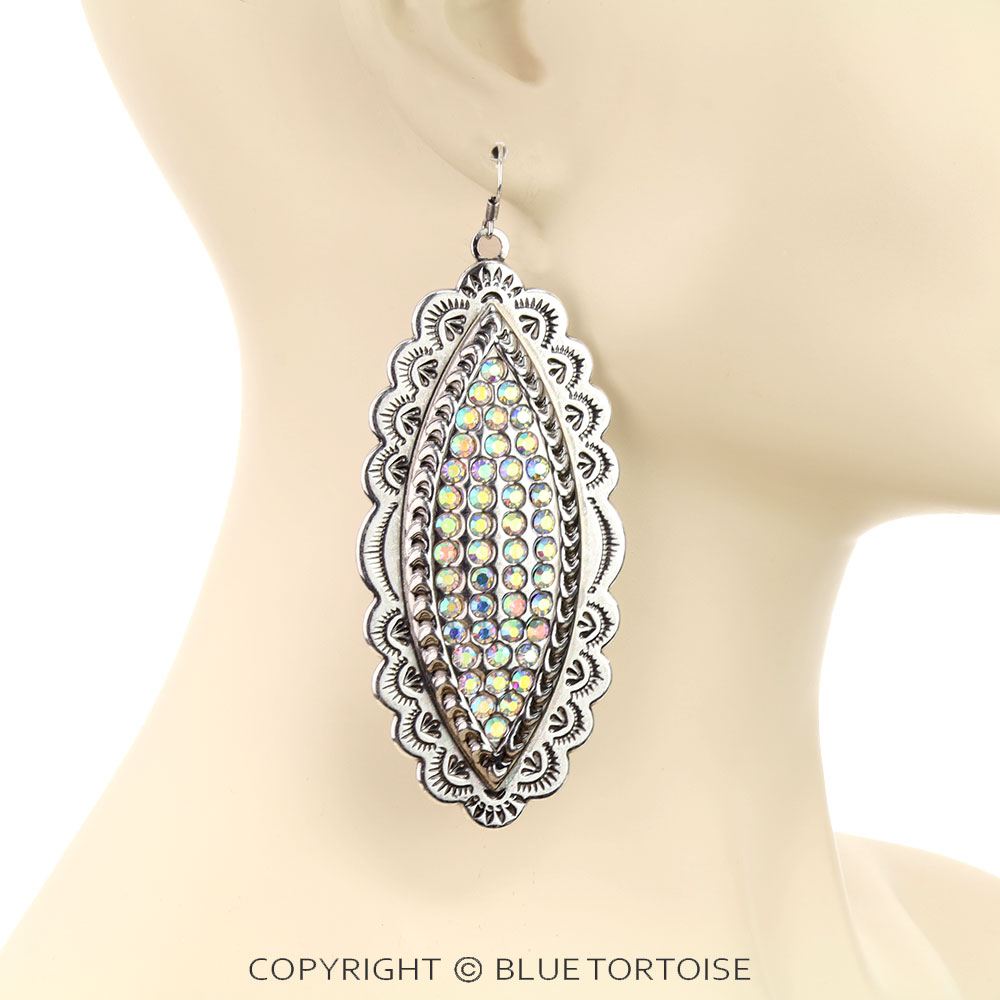 Western Concho Stone Dangle Earrings - Image 2