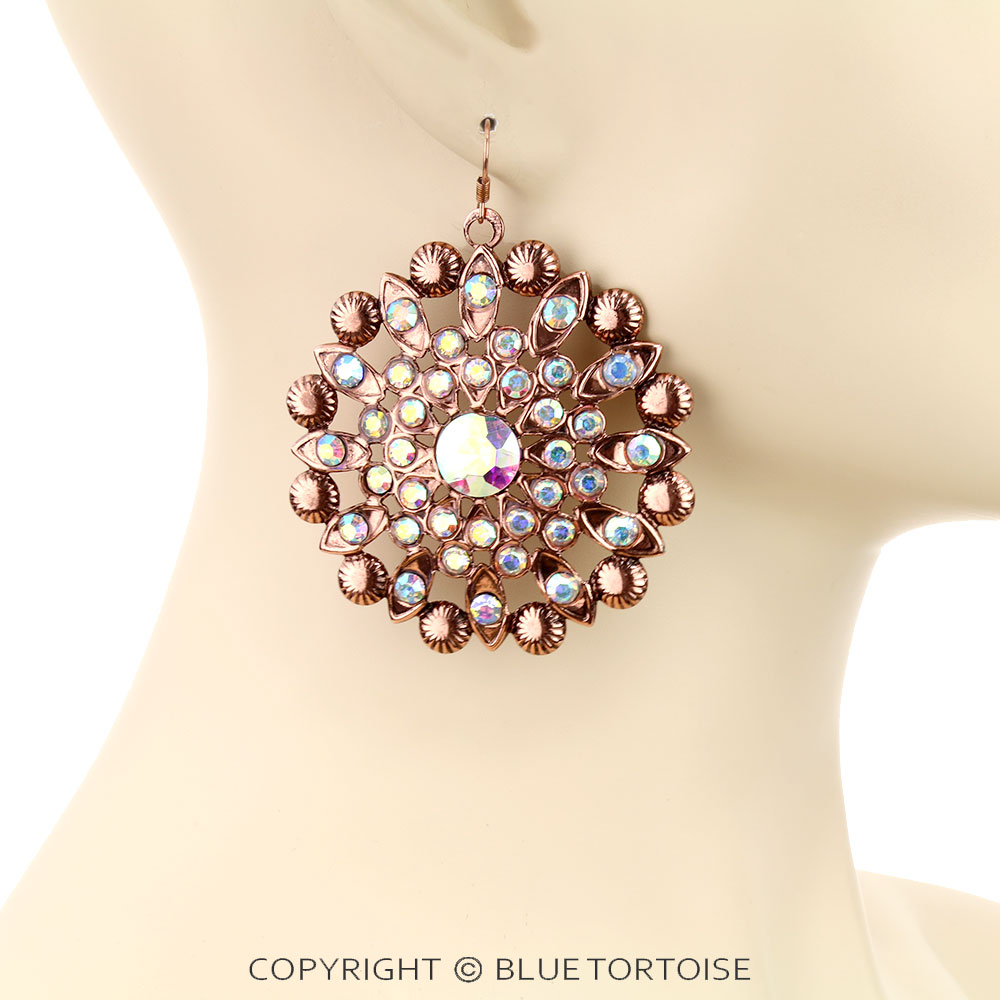 Western Flower Stone Dangle Earrings - Image 2