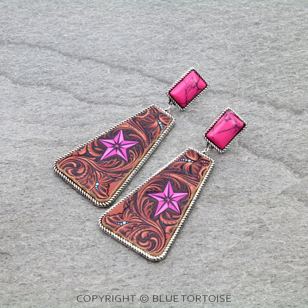 Western Star Leather Stud Earrings