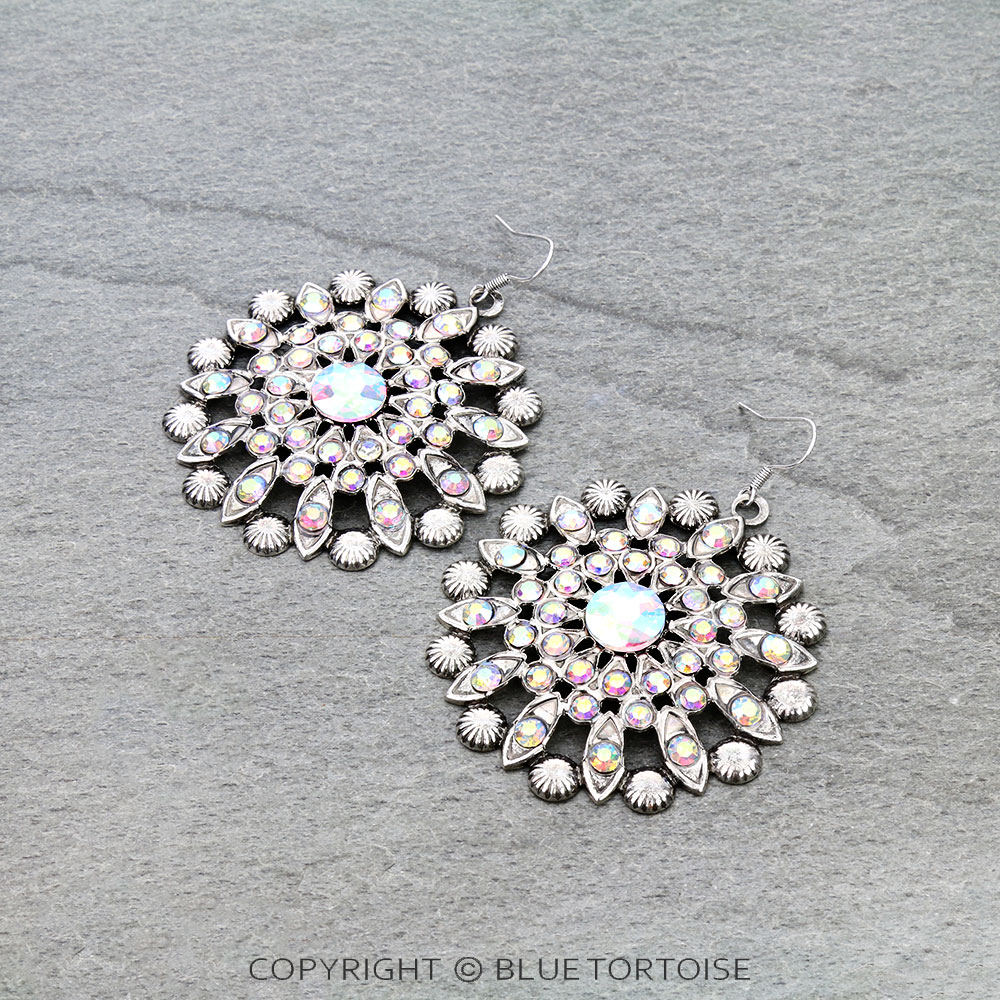 Western Flower Stone Dangle Earrings