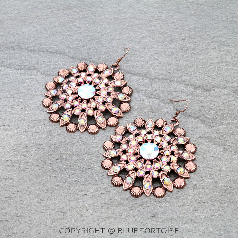 Western Flower Stone Dangle Earrings