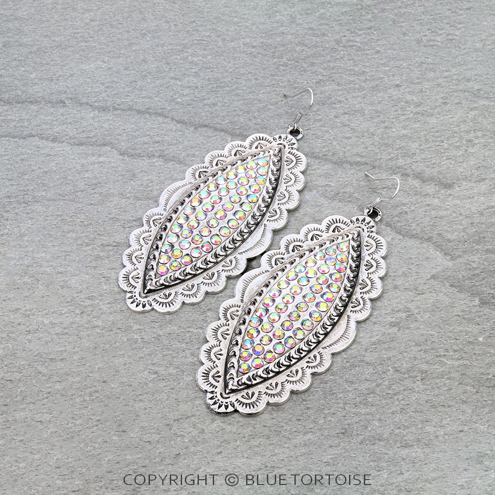 Western Concho Stone Dangle Earrings