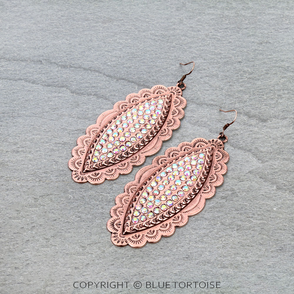 Western Concho Stone Dangle Earrings