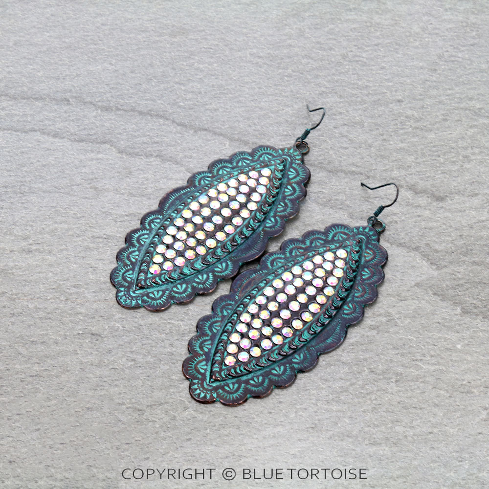 Western Concho Stone Dangle Earrings