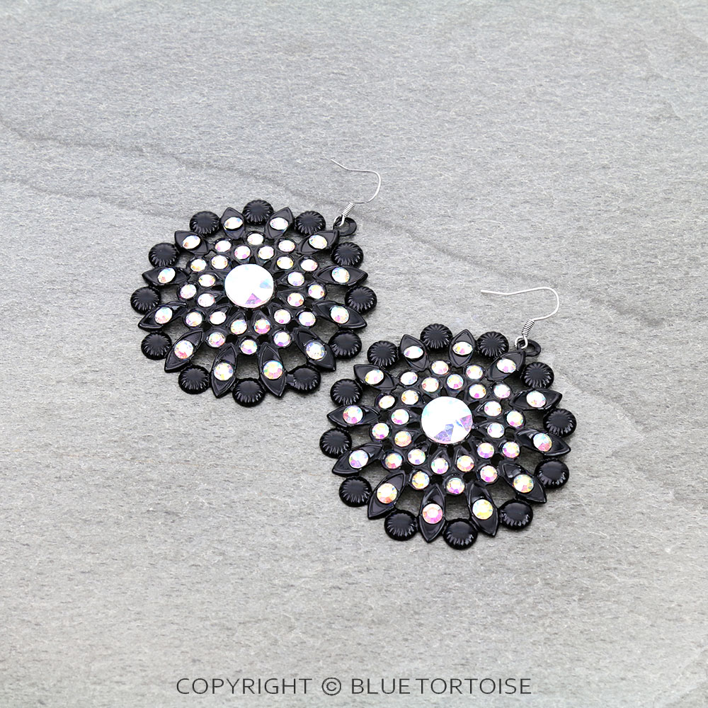 Western Flower Stone Dangle Earrings