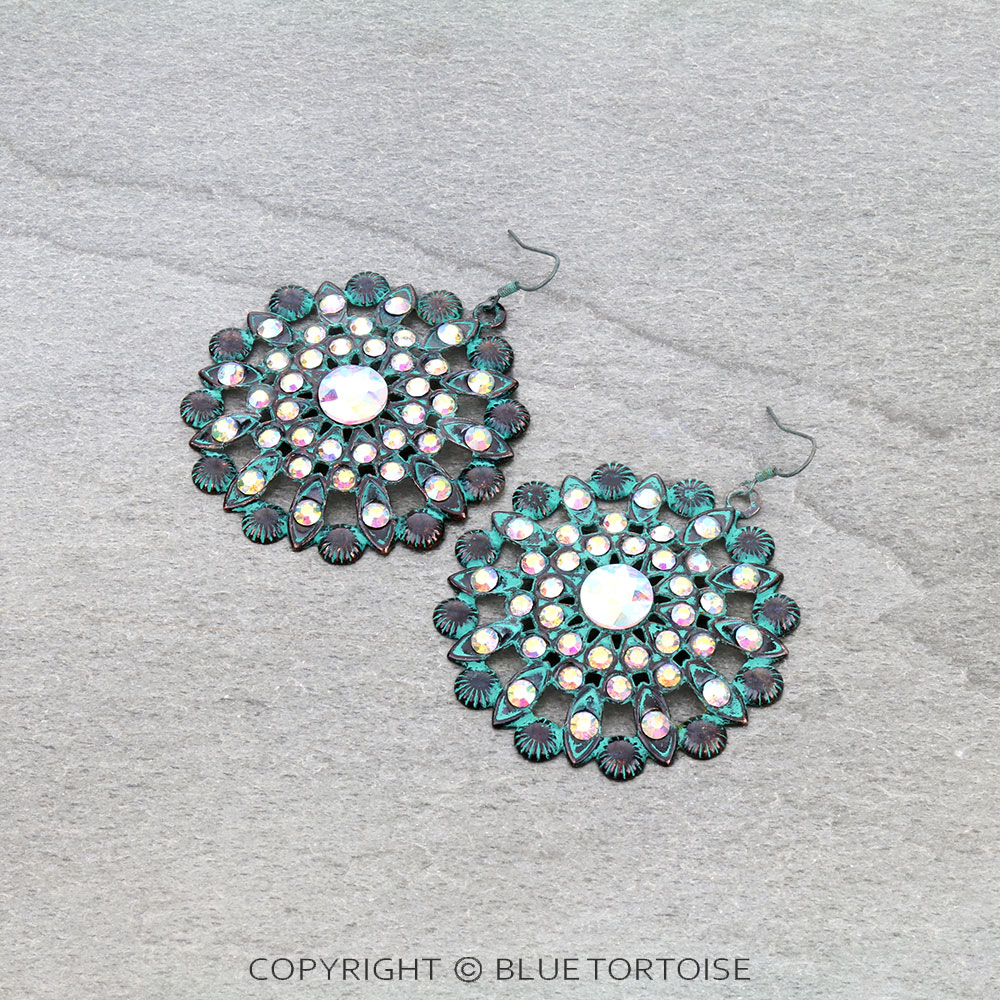 Western Flower Stone Dangle Earrings