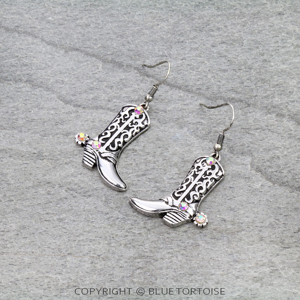 Western Cowboy Boot Dangle Earrings