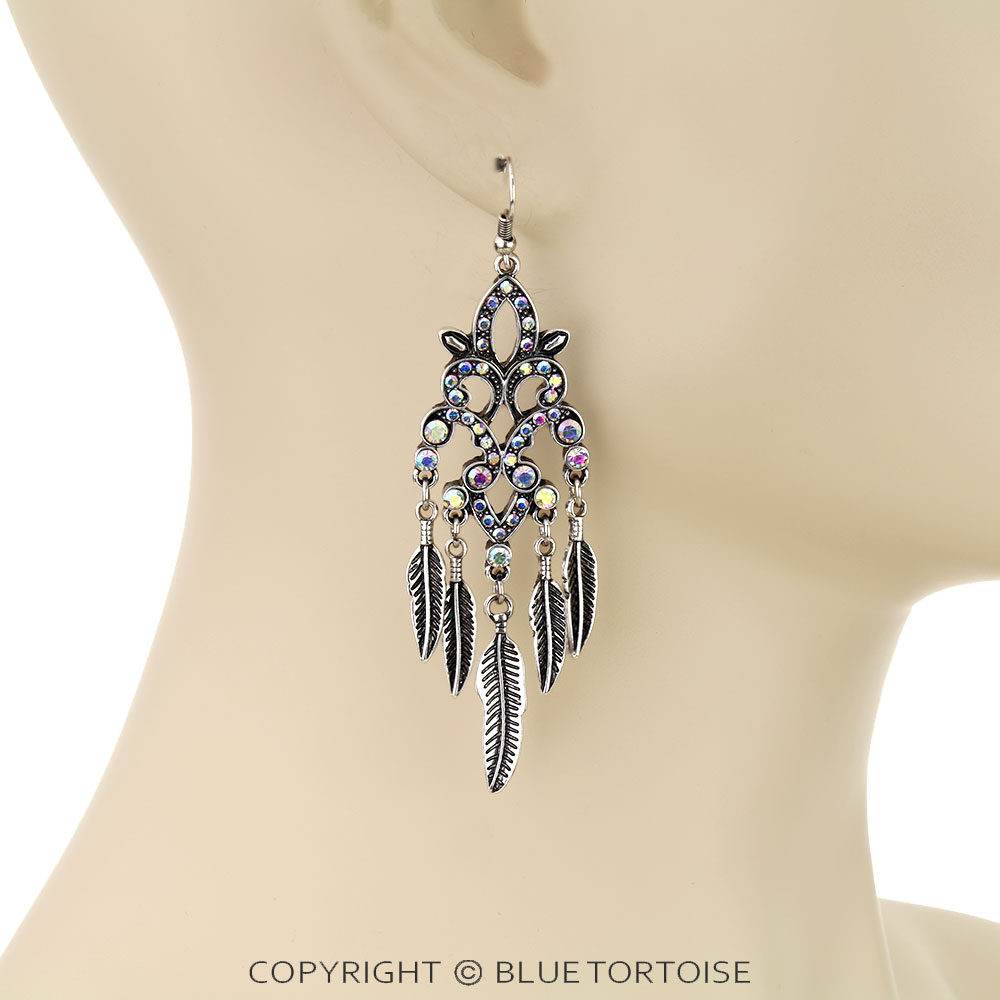 Western Feather Dangling Earrings - Image 2
