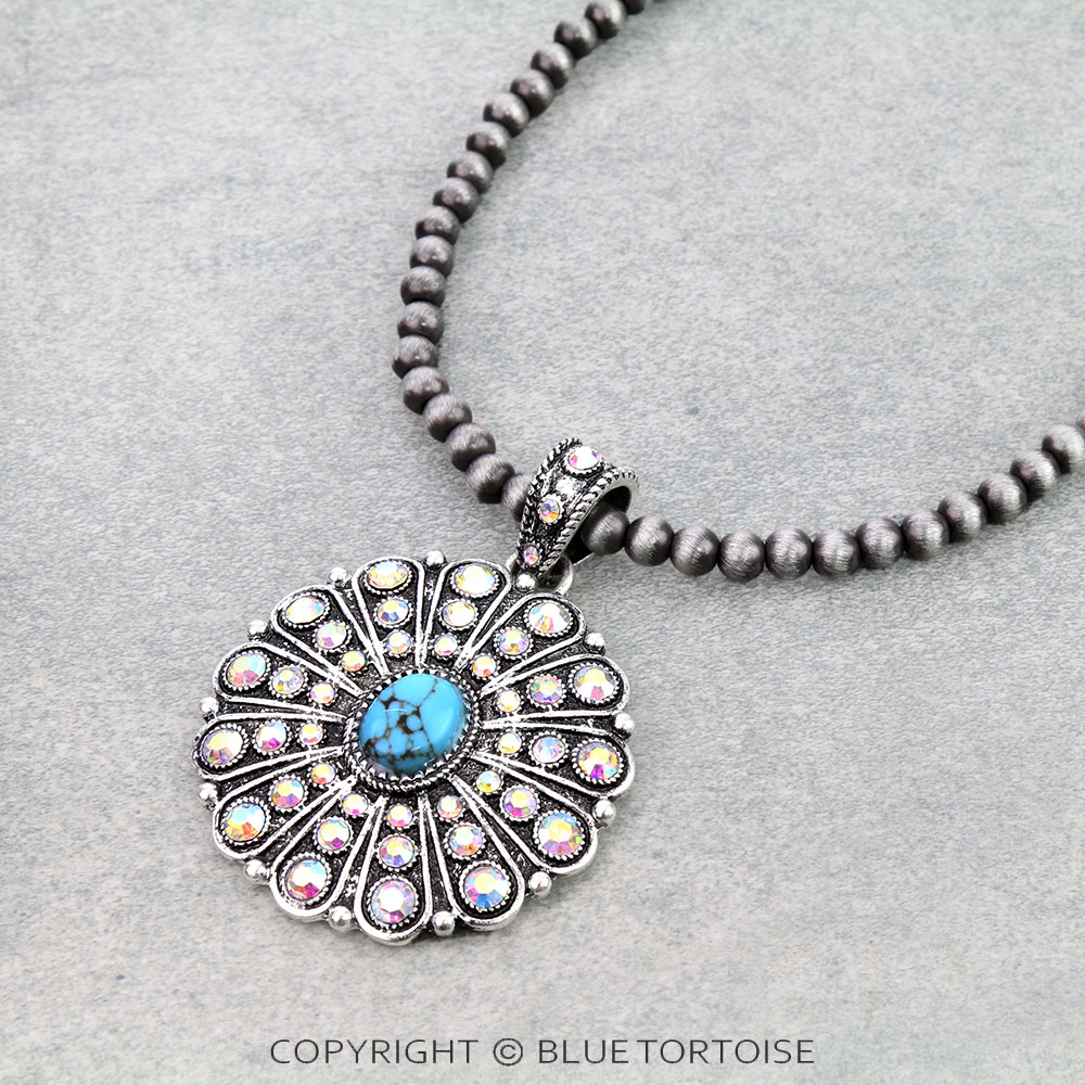Western Concho Stone Pendant Necklace - Image 3