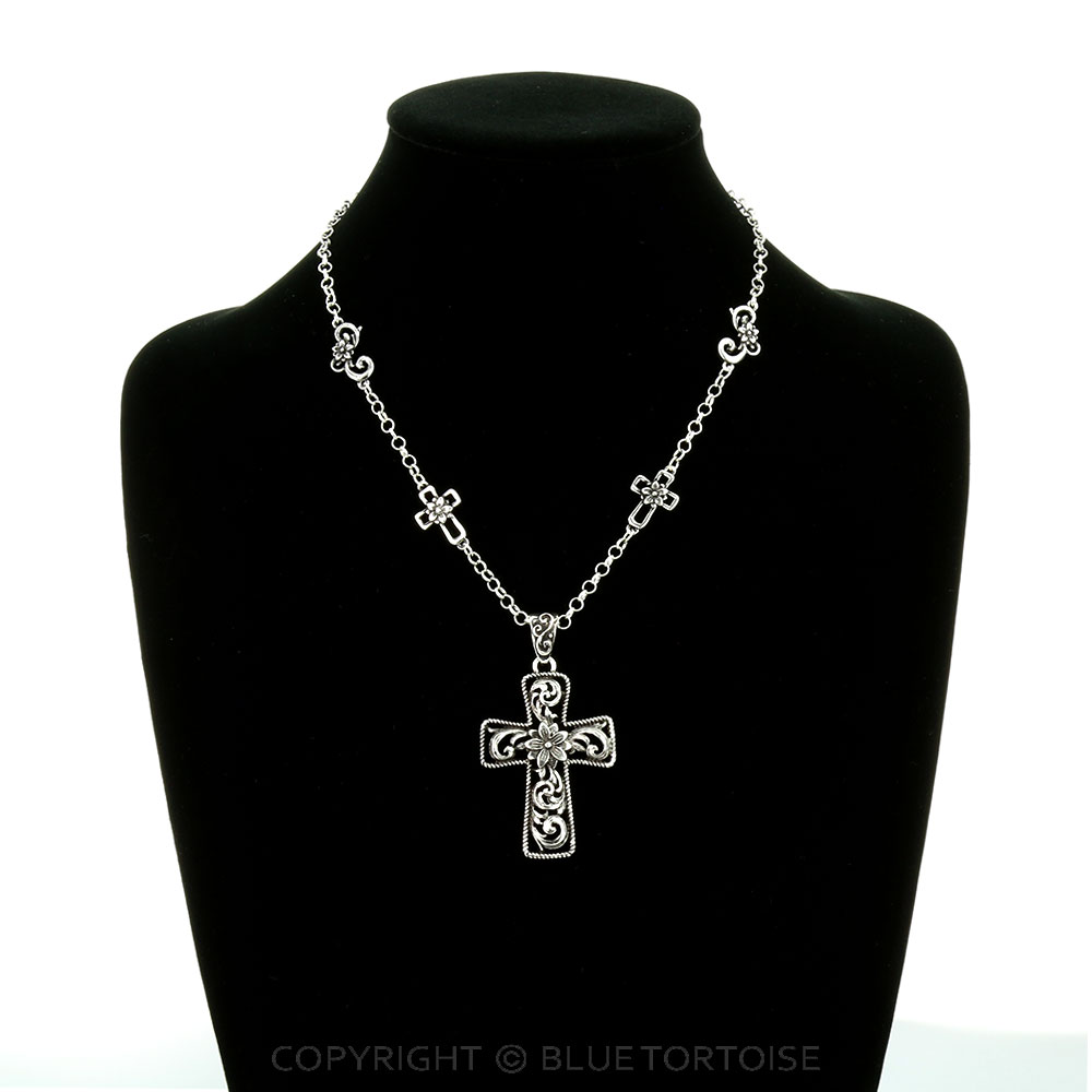 Western Filigree Cross Pendant Necklace - Image 2