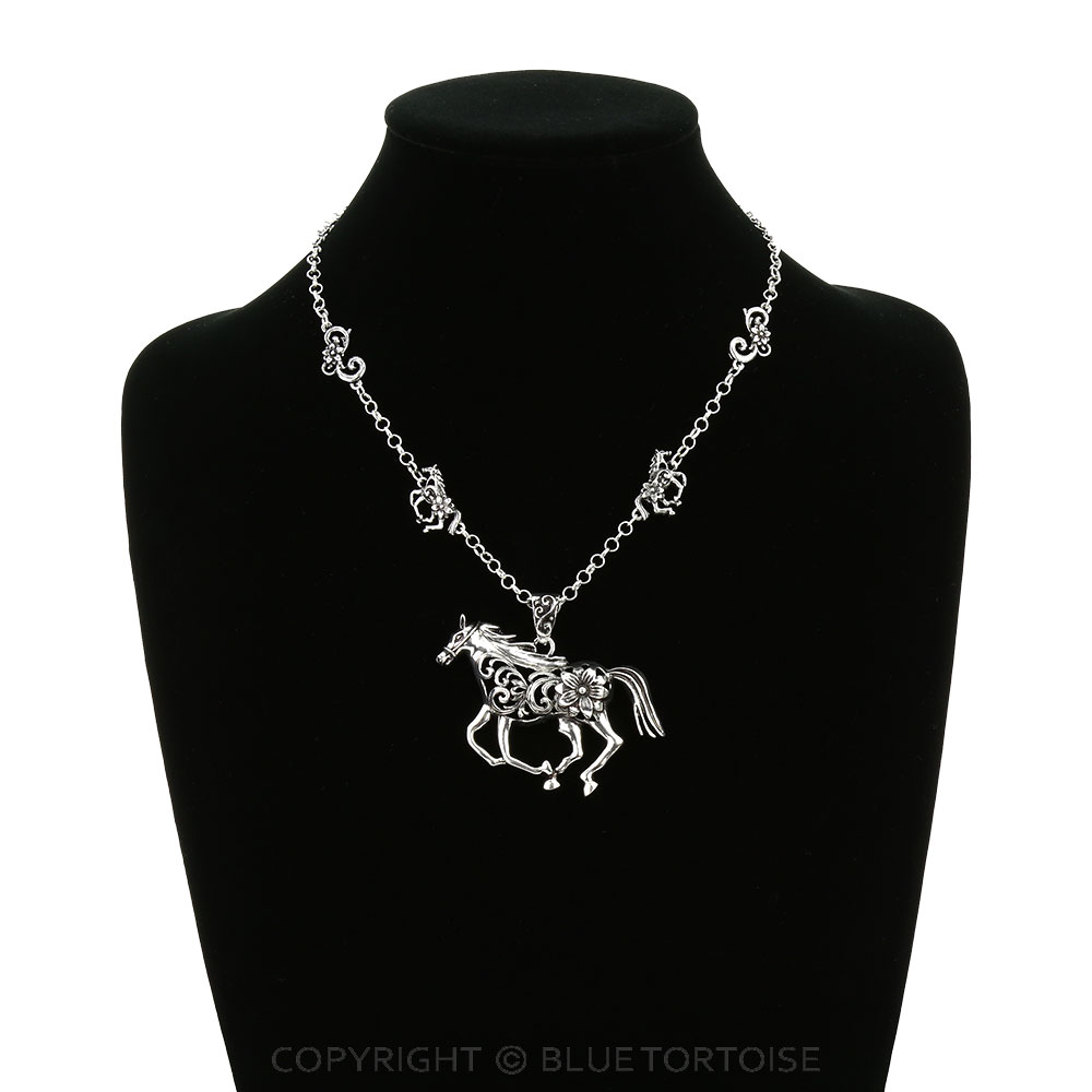 Western Filigree Horse Pendant Necklace - Image 2