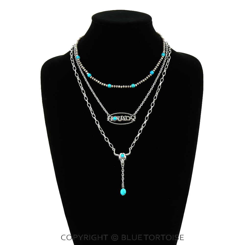 Western Multi-Strand Steer Skull Necklace - Image 2
