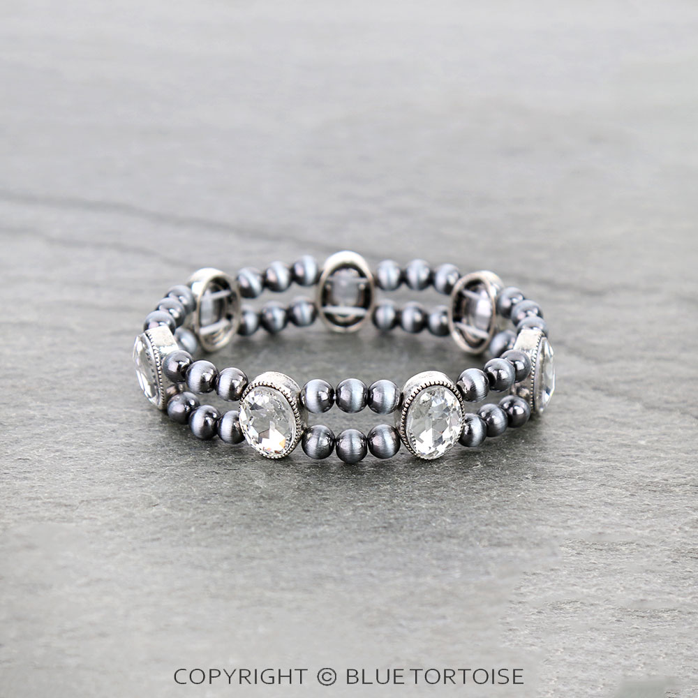 Oval Stone Double Stretch Bracelet - Image 2