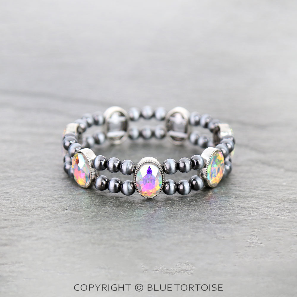Oval Stone Double Stretch Bracelet