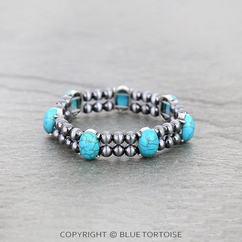 Oval Stone Double Stretch Bracelet - Image 2