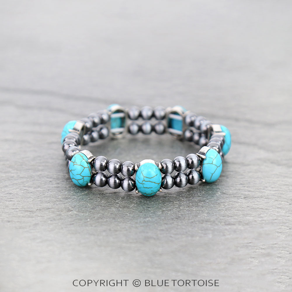 Oval Stone Double Stretch Bracelet