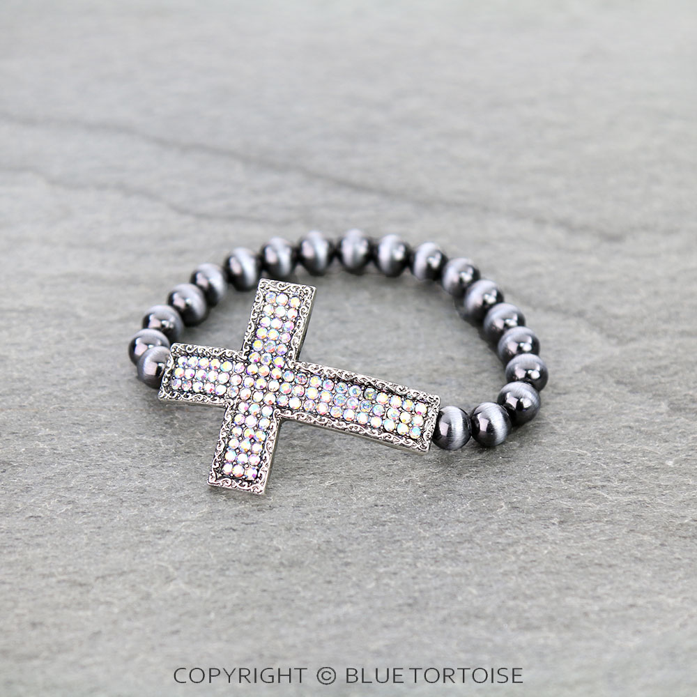Cross Stone Stretch Bracelet