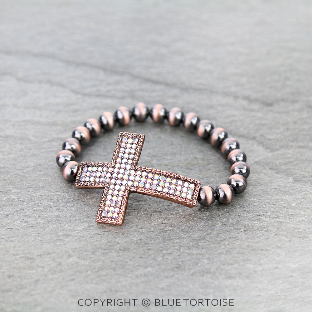 Cross Stone Stretch Bracelet