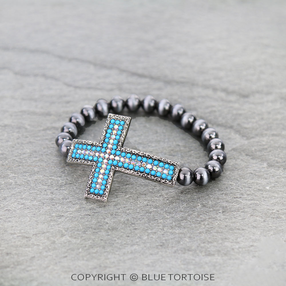 Cross Stone Stretch Bracelet