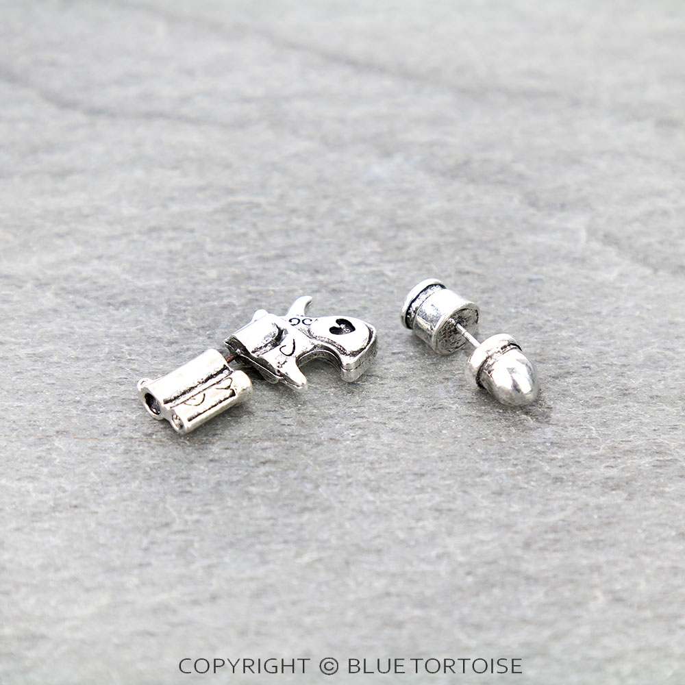 Western Pistol & Bullet Stud Earrings